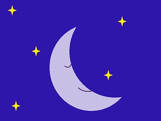 graphic of stars and sleeping moon