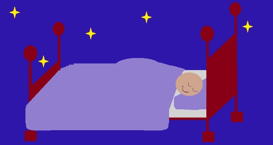 graphic of stars and sleeping person
